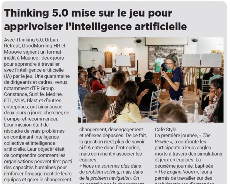 Coupure de presse : Thinking 5.0 mise sur le jeu pour apprivoiser l'intelligence artificielle Coupure de presse : Thinking 5.0 mise sur le jeu pour apprivoiser l'intelligence artificielle