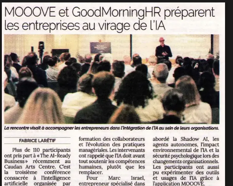 Coupure de presse : MOOOVE et GoodMorningHR préparent les entreprises au virage de l'IA Coupure de presse : MOOOVE et GoodMorningHR préparent les entreprises au virage de l'IA