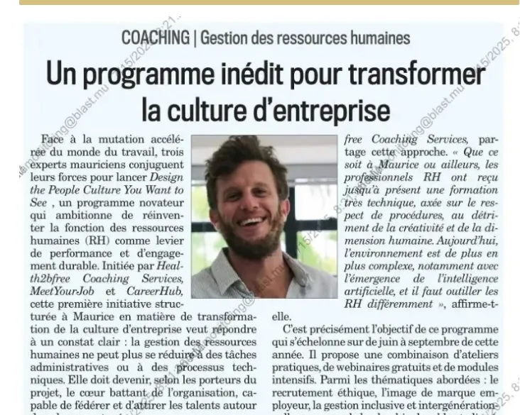 Coupure de presse : Un programme inédit pour transformer la culture d'entreprise Coupure de presse : Un programme inédit pour transformer la culture d'entreprise