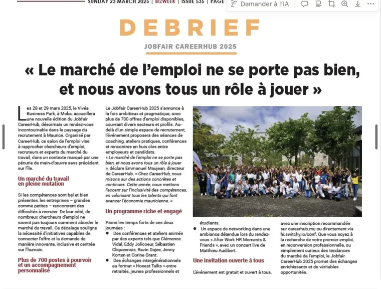 Coupure de presse : « Le marché de l'emploi ne se porte pas bien, et nous avons tous un rôle à jouer » Coupure de presse : « Le marché de l'emploi ne se porte pas bien, et nous avons tous un rôle à jouer »
